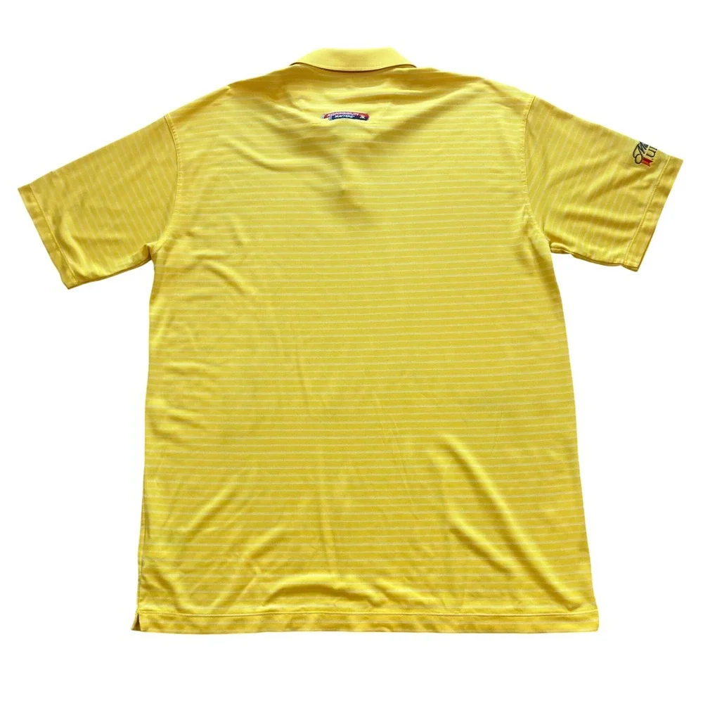 Nike Golf Mens XL Yellow Striped Polo Shirt‎ Michelob Ultra Logo Nike Fit Dry